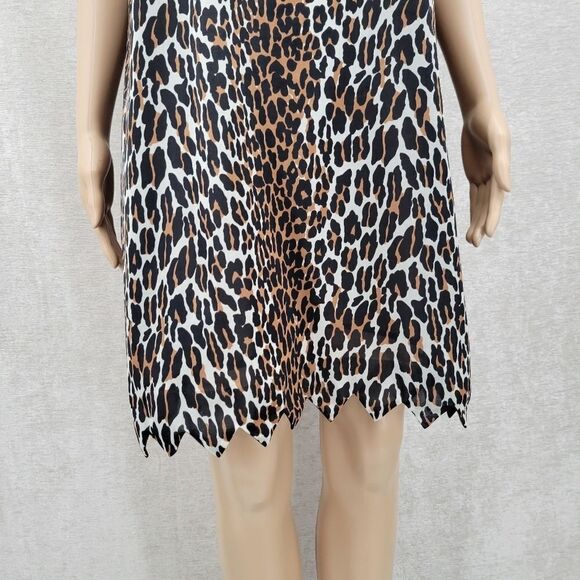 Vanity Fair 70s Leopard Print Nightgown Slip Dress Zigzag Hem Nylon Lounger - Picture 4 of 16